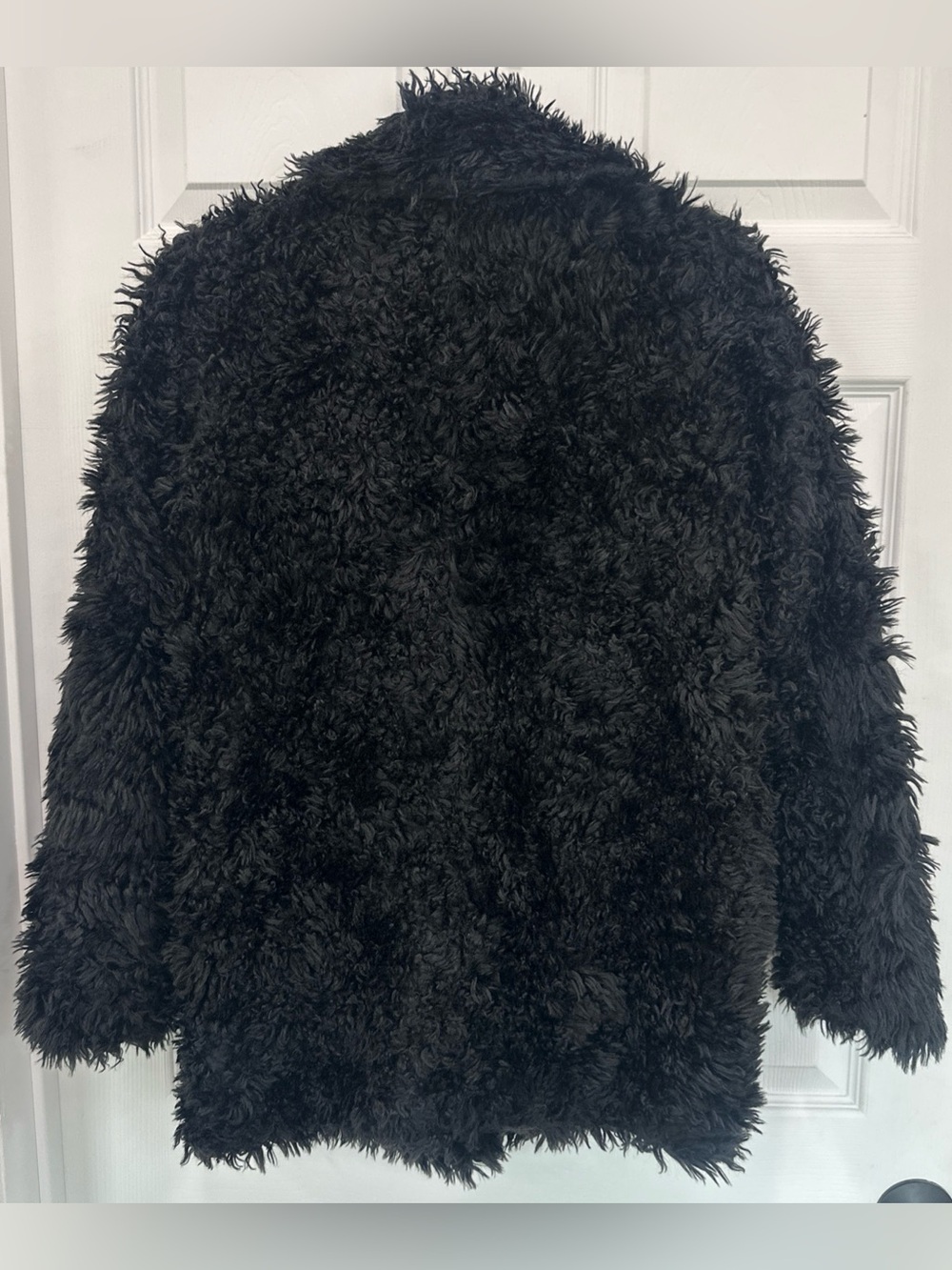 H&M DIVIDED Women's Black Shag Faux Fur Coat Size XS - Picture 4 of 11